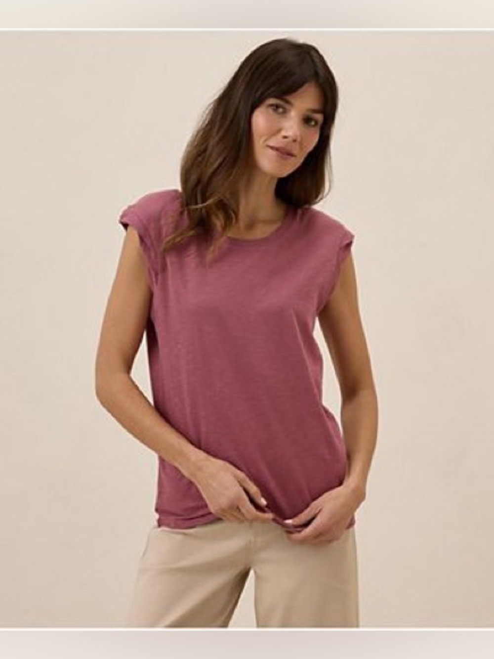 NWOT - Pact Organic Cotton Featherweight Slub Muscle Tee in Mauve - Size XXS